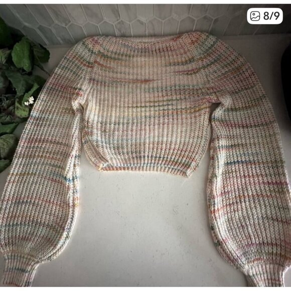 Blue Blush Womens Multicolor Knit Cropped Sweater M - Picture 8 of 9